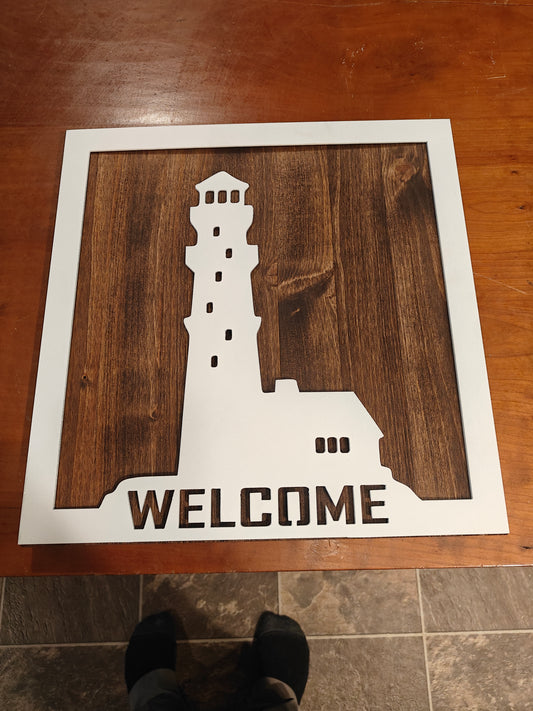 Lighthouse welcome sign
